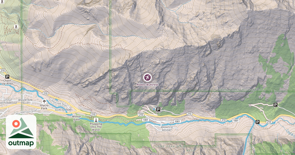 Map of Rodeo Buttress
