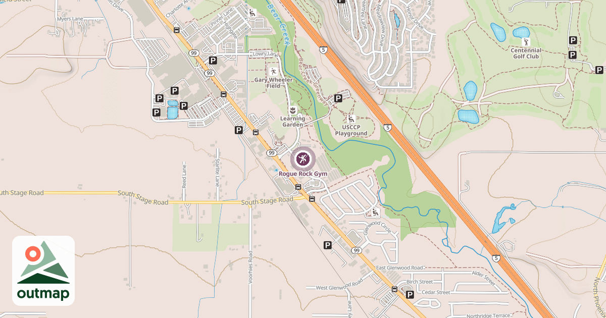 Map of Rogue Rock Gym