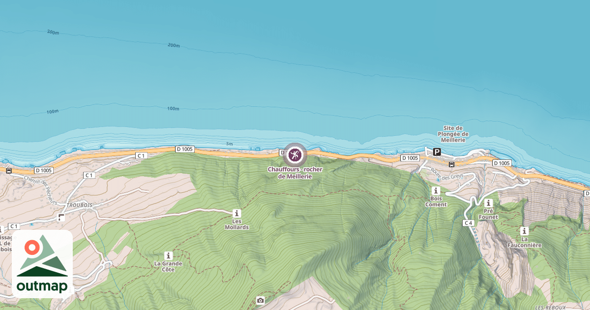 Map of Chauffours - rocher de Meillerie