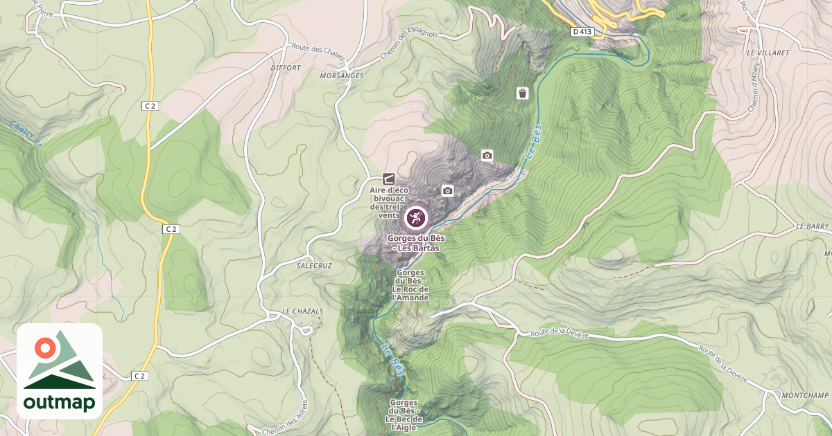 Map of Gorges du Bès - Les Bartas