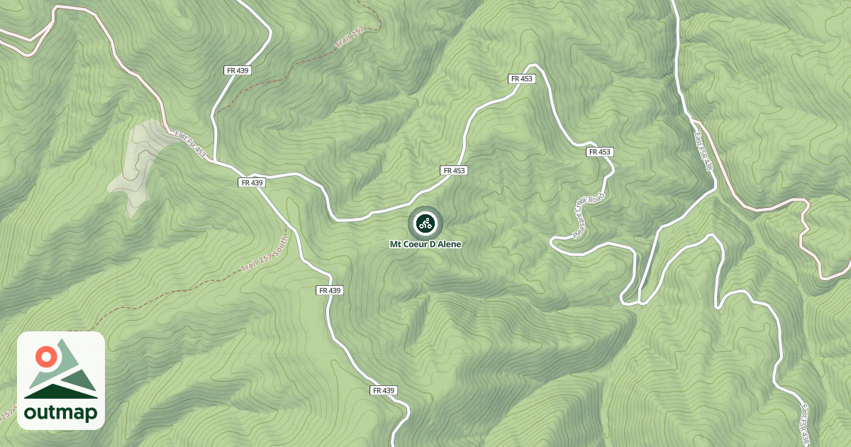 Map of Mt Coeur D Alene