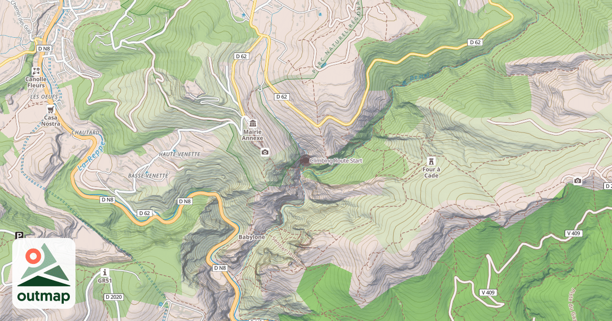 Map of Climbing Route Start