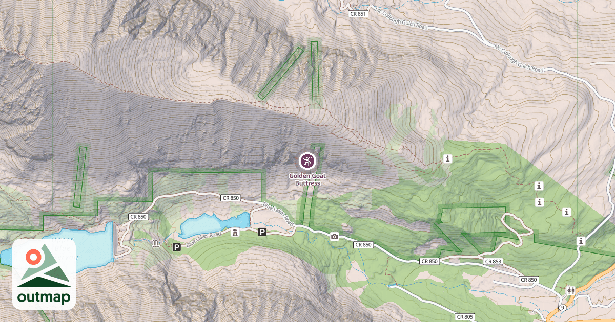 Map of Golden Goat Buttress