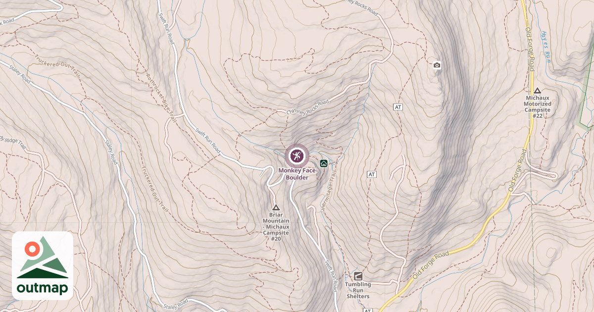 Map of Monkey Face Boulder