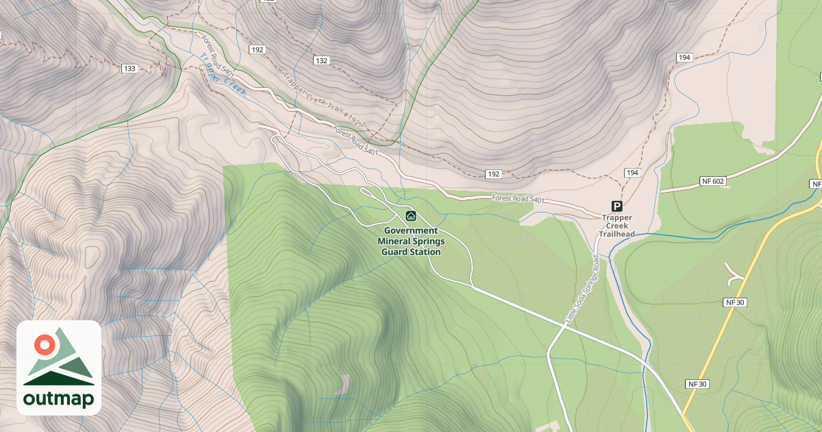 Map of Government Mineral Springs Guard Station