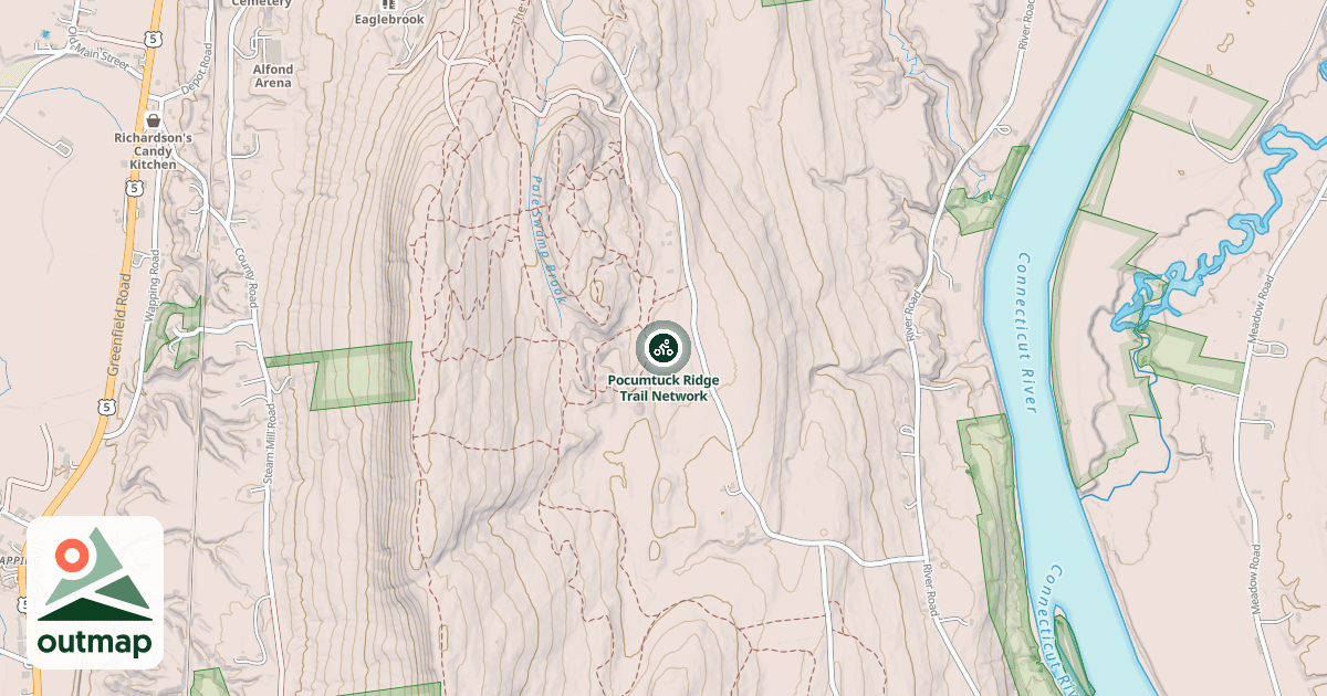 Map of Pocumtuck Ridge Trail Network