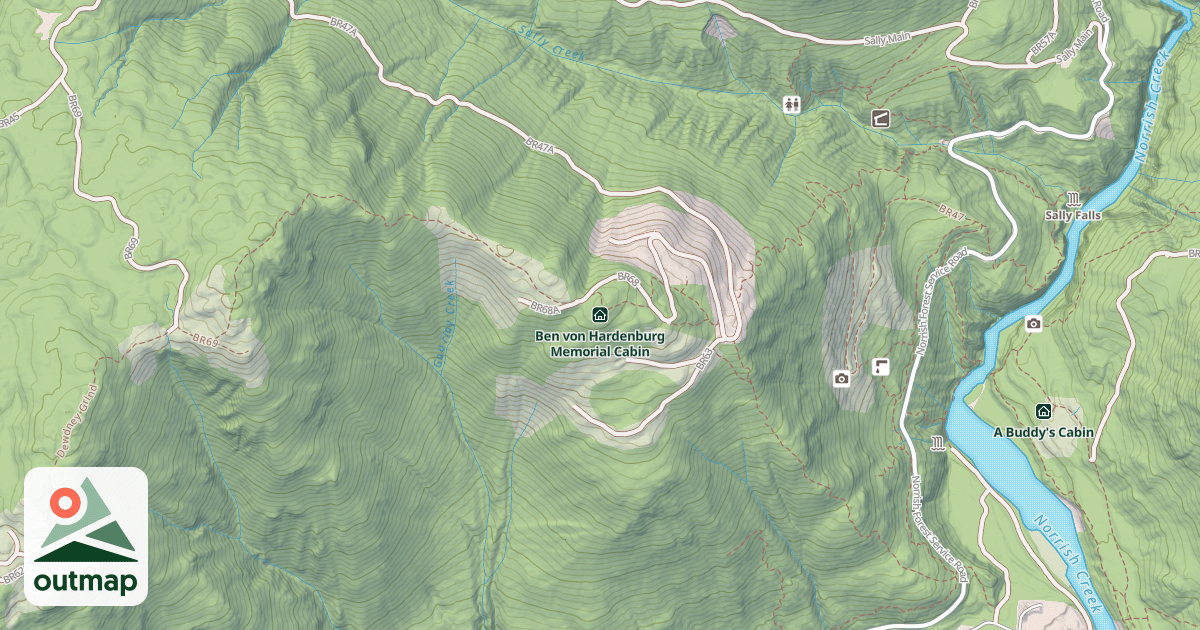 Map of Ben von Hardenburg Memorial Cabin
