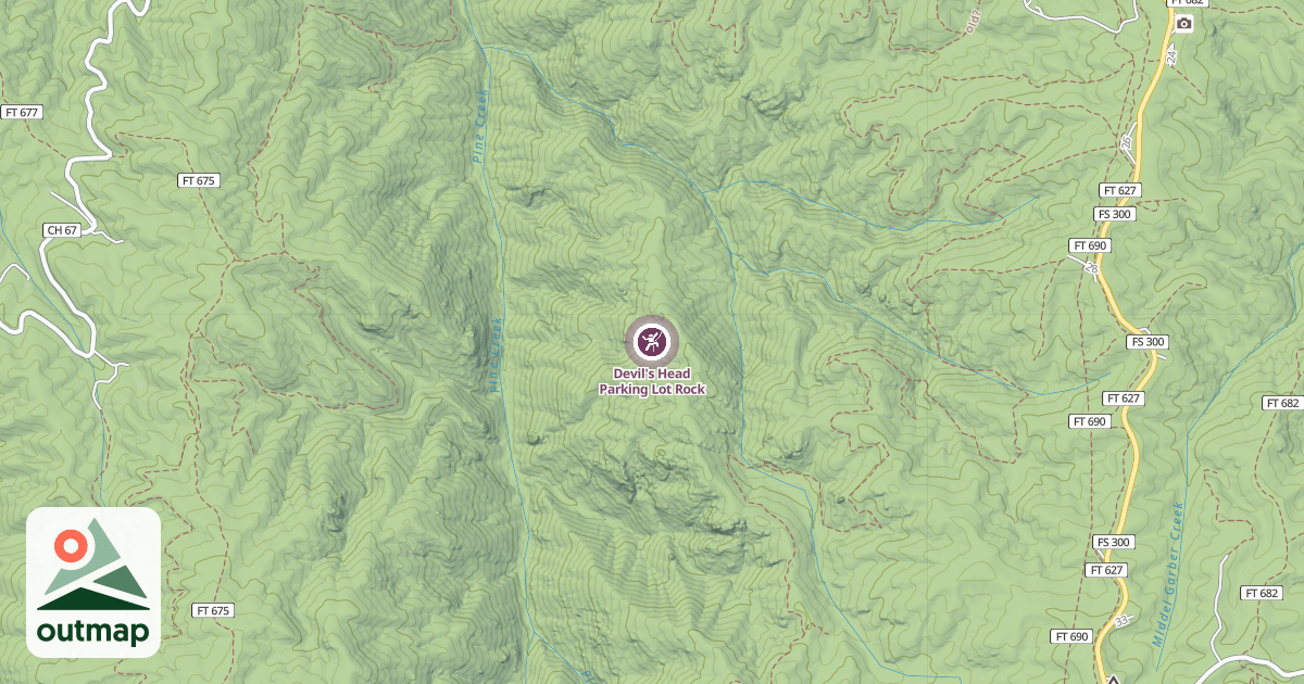 Map of Devil's Head Parking Lot Rock