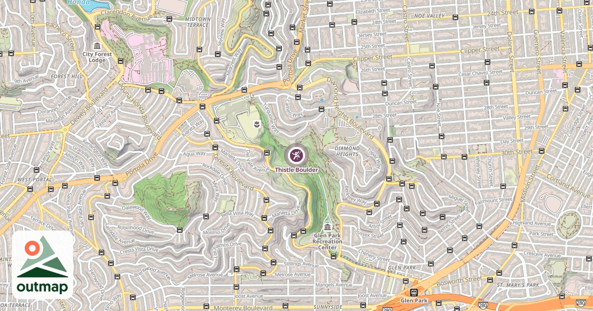 Map of Thistle Boulder