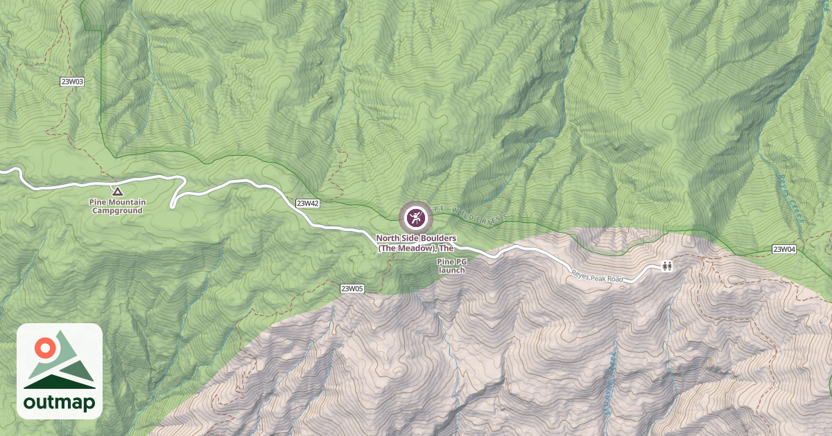 Map of North Side Boulders (The Meadow), The