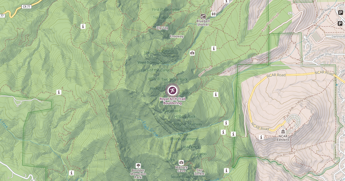 Map preview of Royal Arch Trail Bouldering