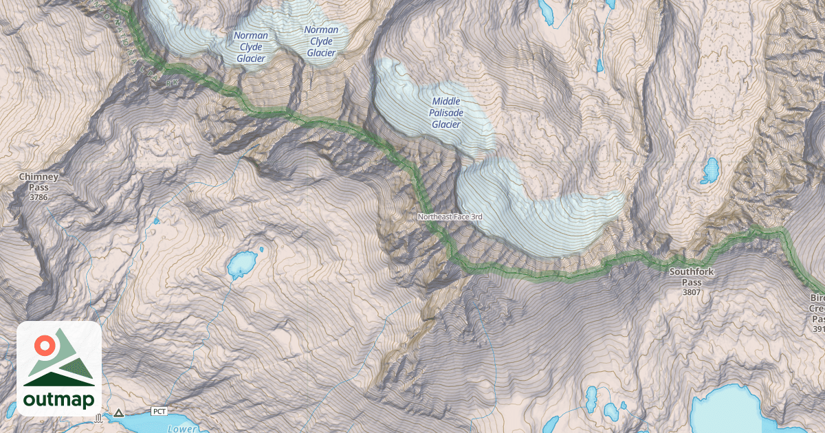 Map of Northeast Face