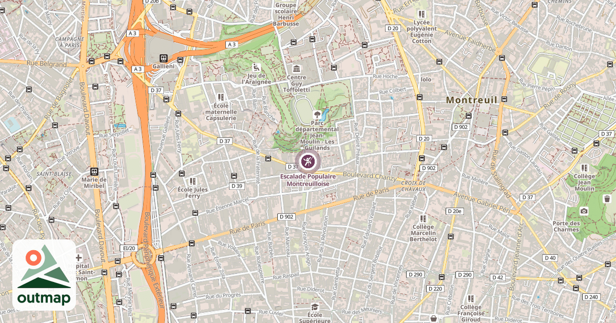 Map of Escalade Populaire Montreuilloise