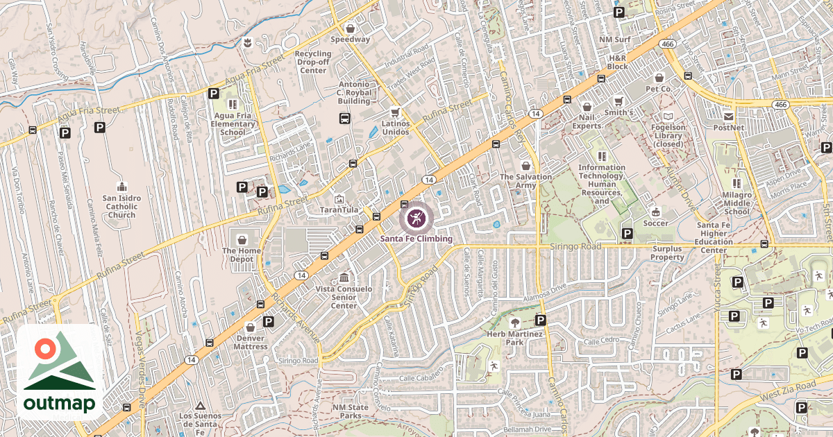 Map of Santa Fe Climbing