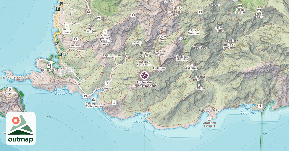 Map of Rocher des Goudes - face sud