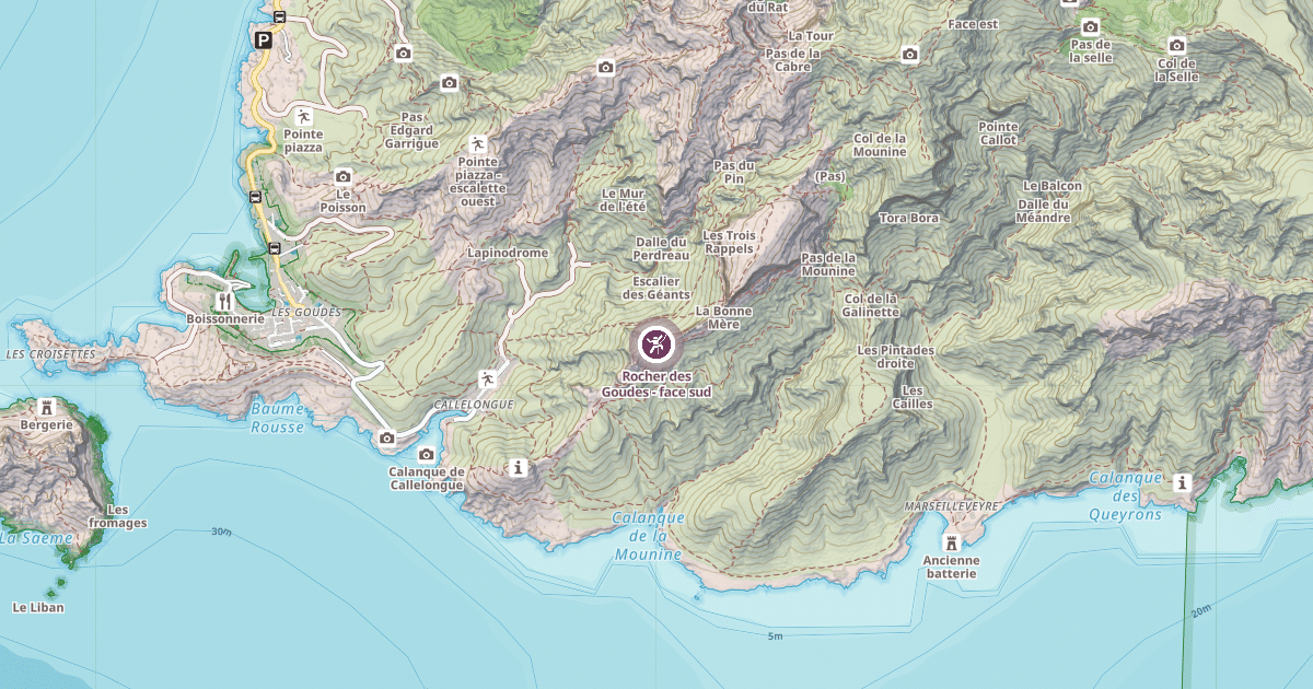Map preview of Rocher des Goudes - face sud
