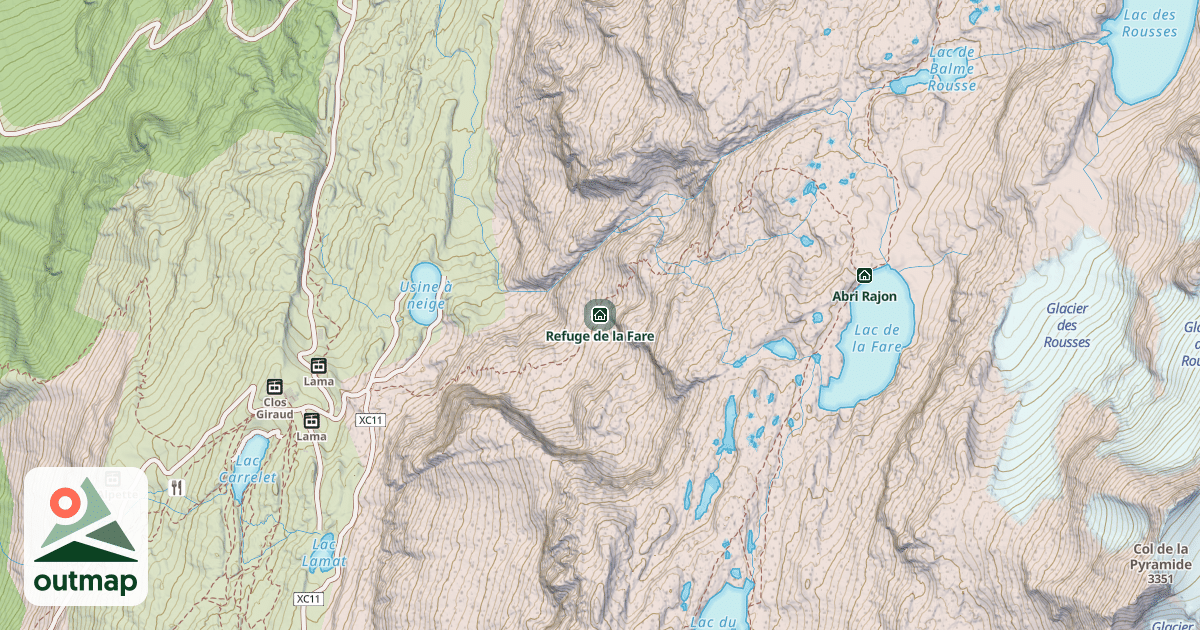 Map of Refuge de la Fare
