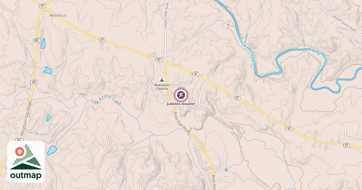 Map of Jubblies Boulder
