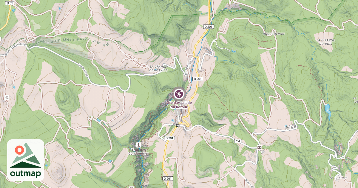 Map of Site d'éscalade du Refour