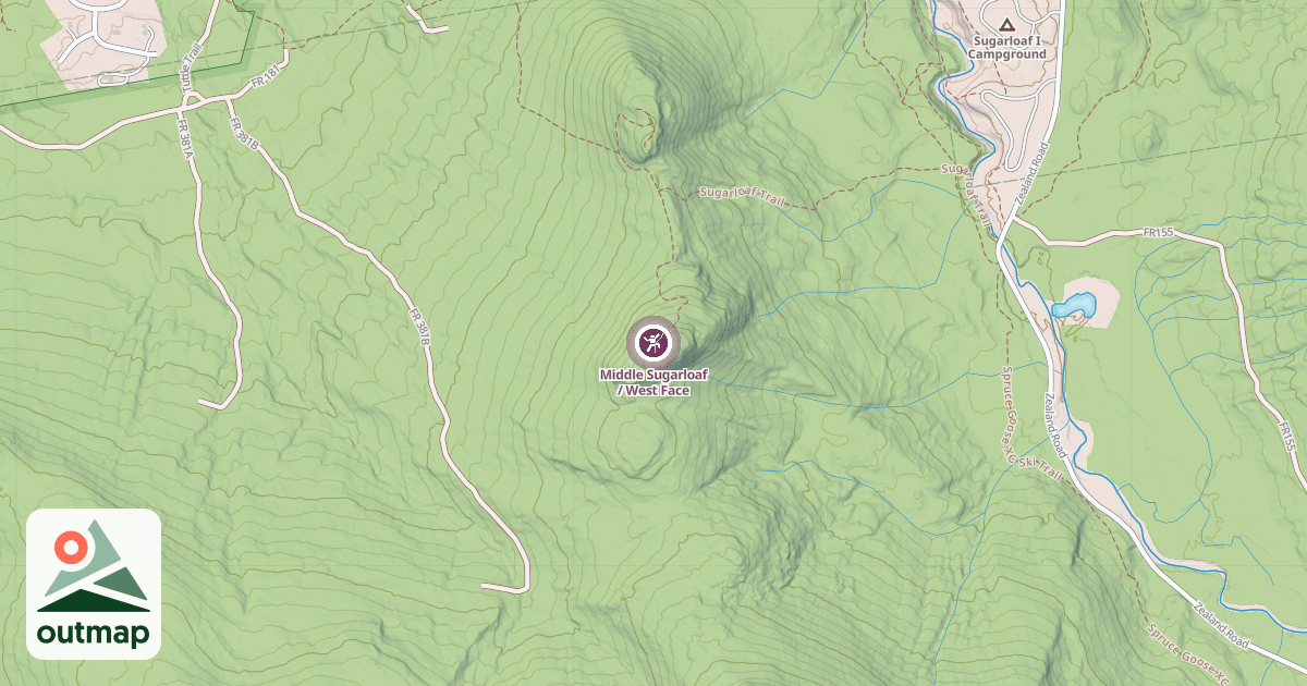 Map of Middle Sugarloaf / West Face
