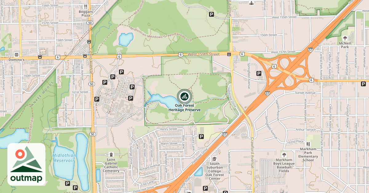 Map of Oak Forest Heritage Preserve