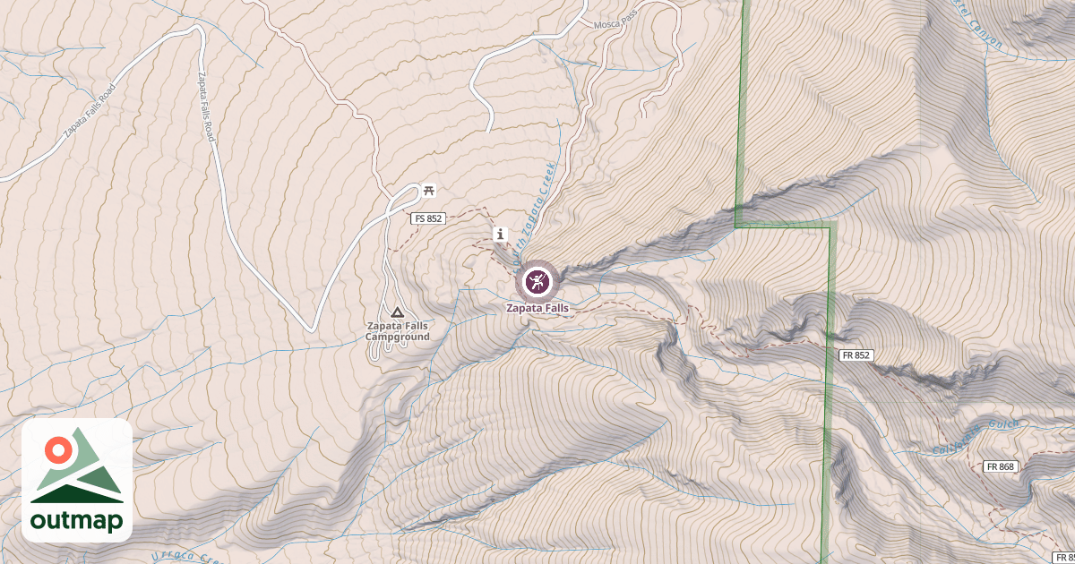 Map of Zapata Falls