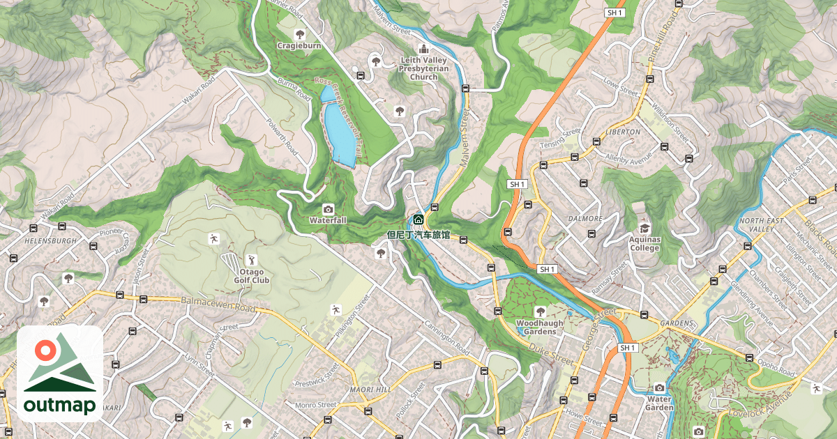 Map of 但尼丁汽车旅馆