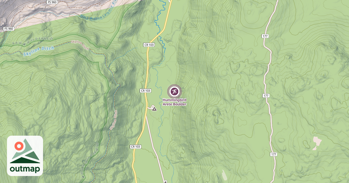 Map of Hummingbird Arete Boulder