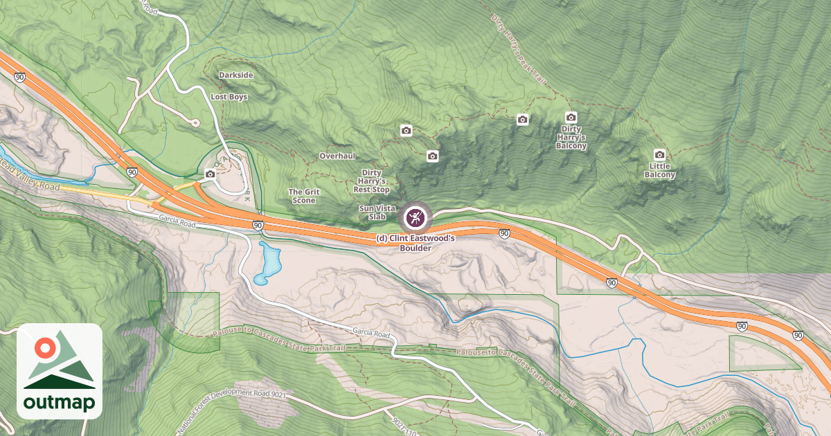 Map of (d) Clint Eastwood's Boulder