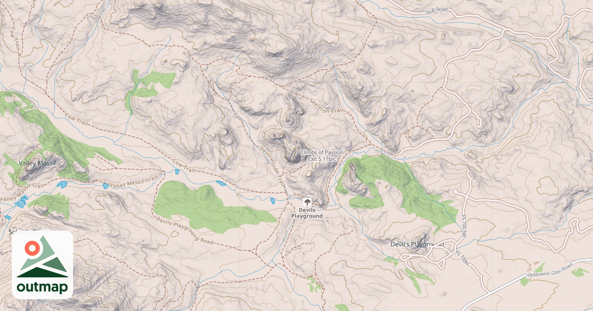 Map of Climbs of Passion Exit