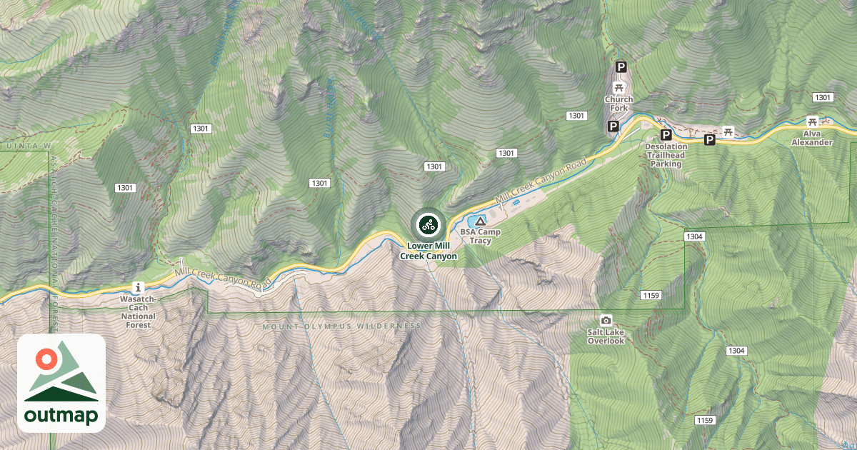 Map of Lower Mill Creek Canyon