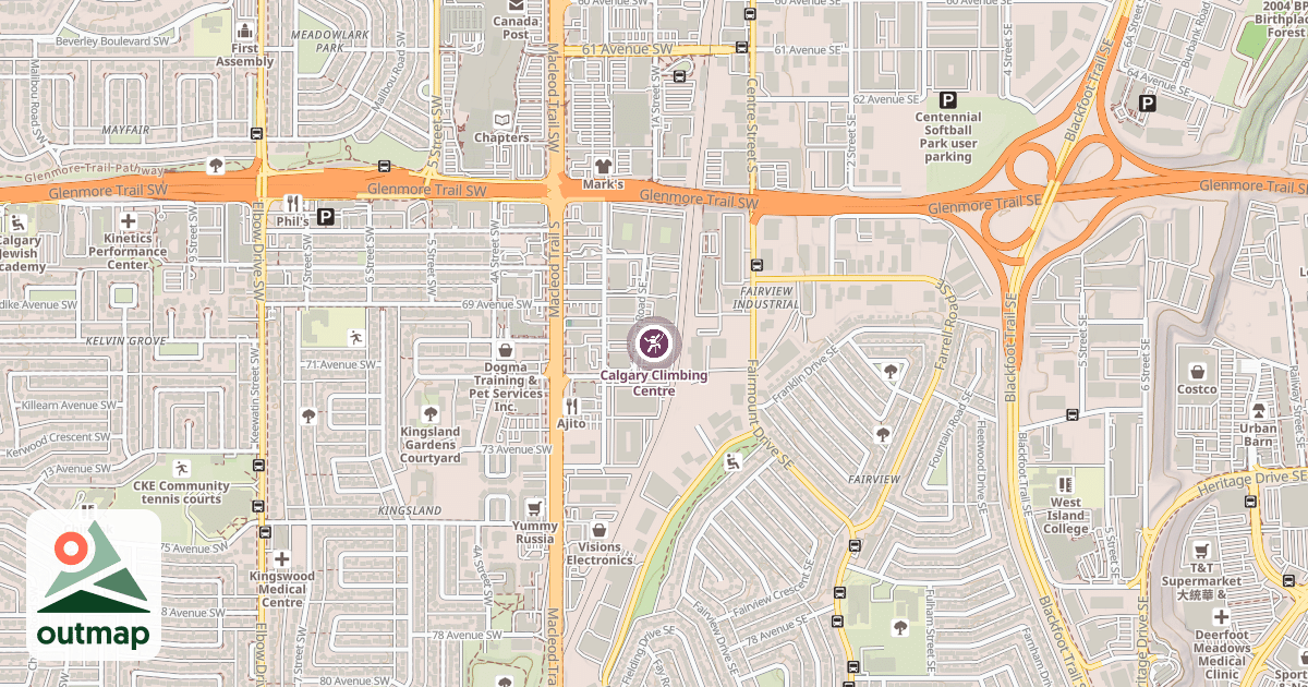 Map of Calgary Climbing Centre