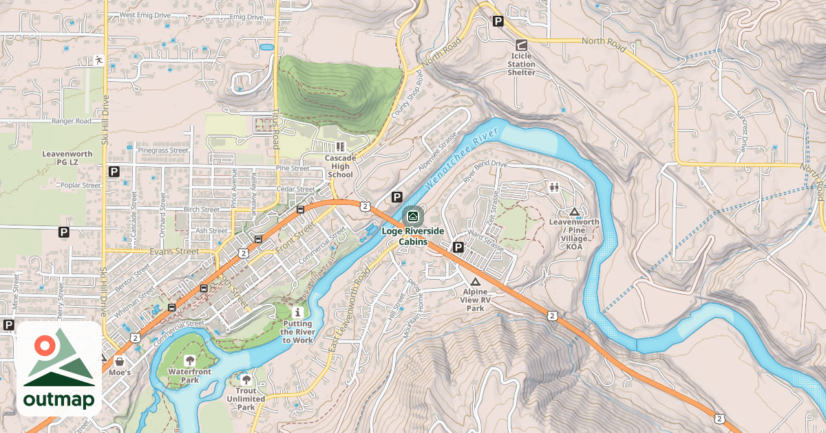 Map of Loge Riverside Cabins