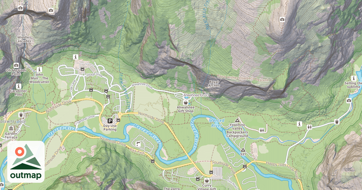 Map of Ahwahnee Fin