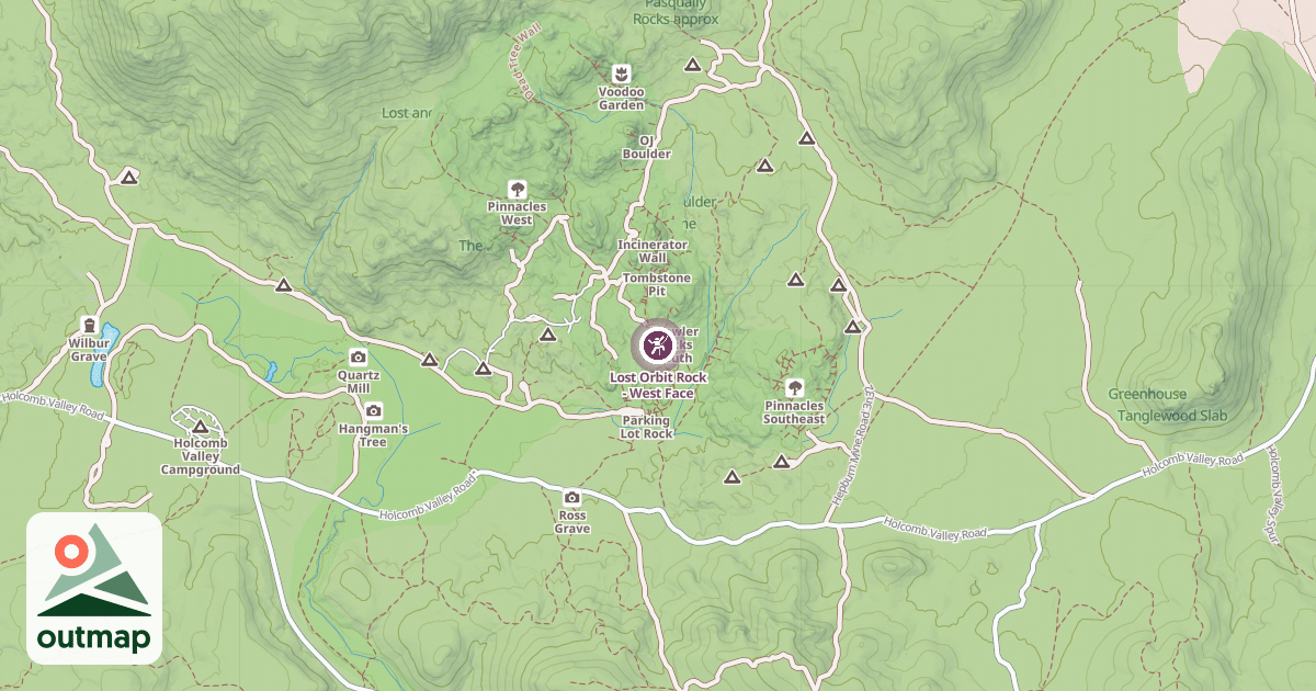 Map of Lost Orbit Rock - West Face