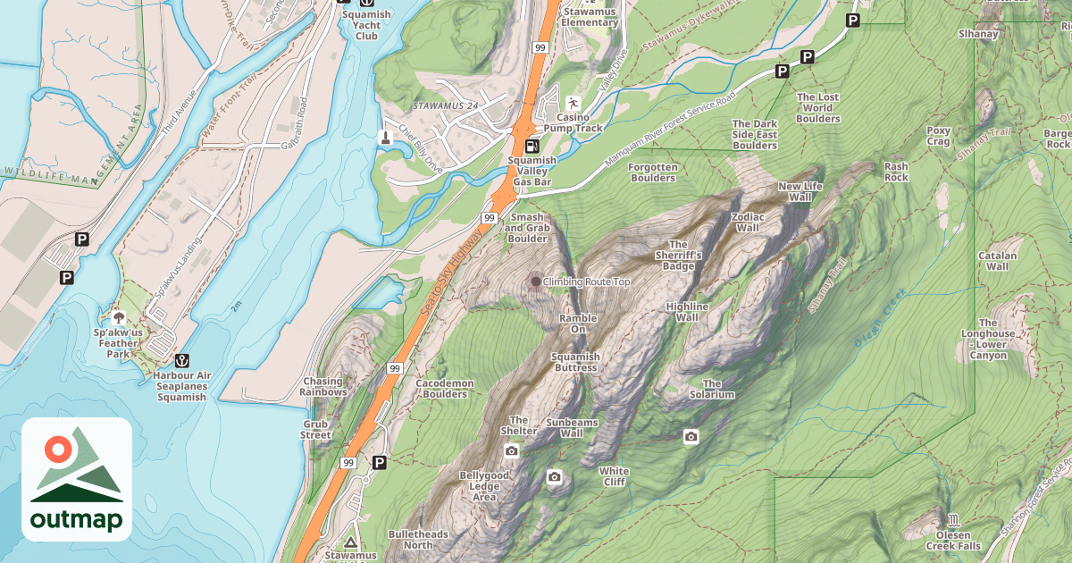 Map of Climbing Route Top