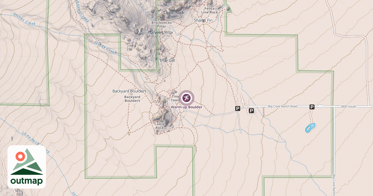 Map of Warm up Boulder