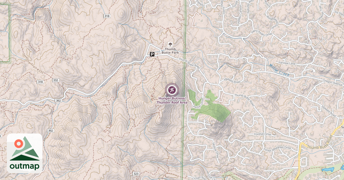 Map of Hunger Butress/Thunder Roof Area