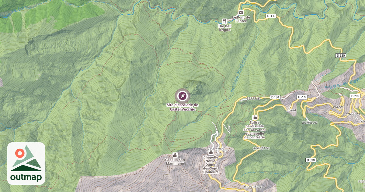 Map of Site d'escalade de Castel Vecchio
