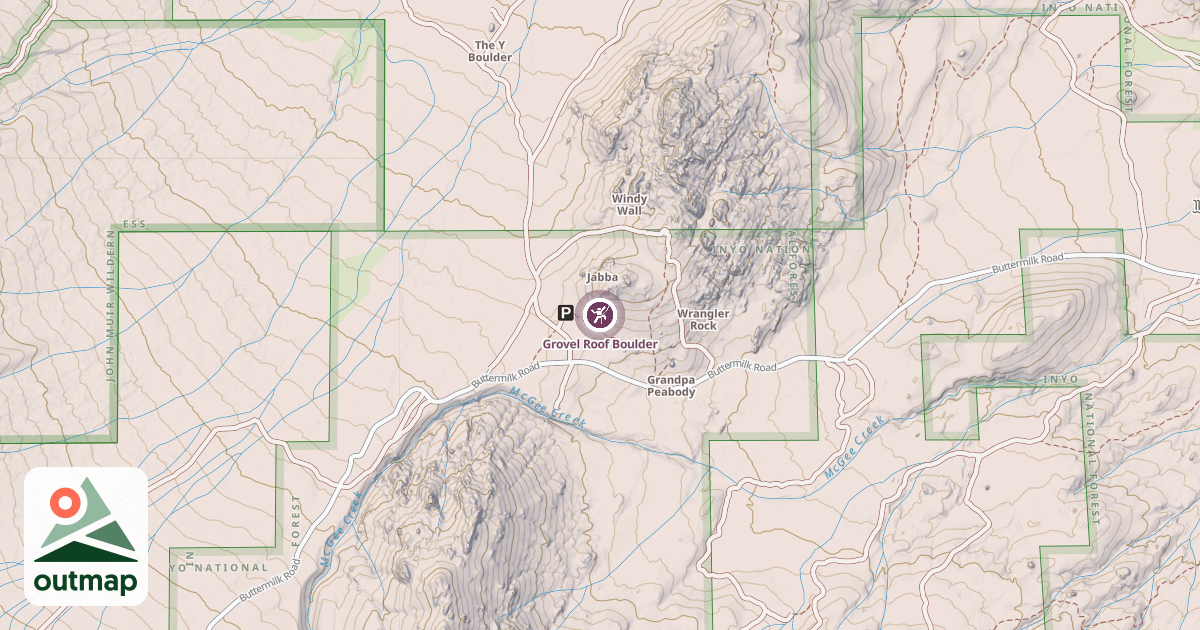 Map of Grovel Roof Boulder