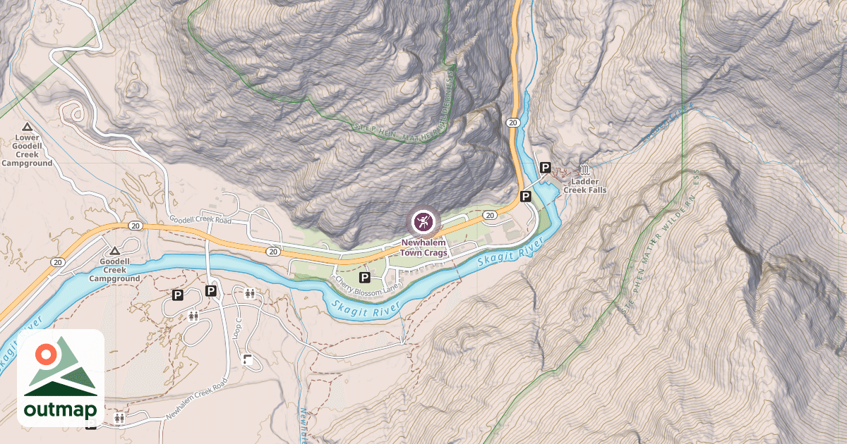 Map of Newhalem Town Crags