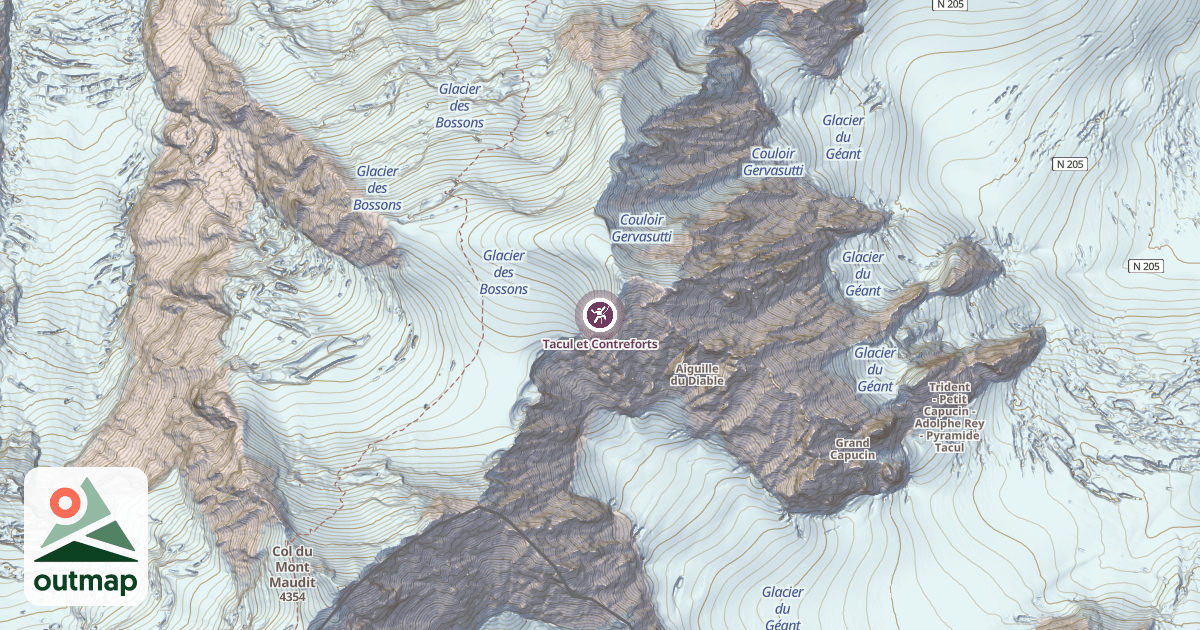 Map of Tacul et Contreforts
