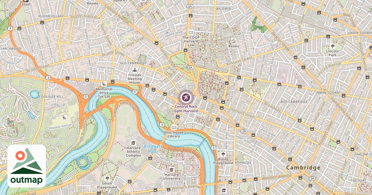 Map of Central Rock Gym Harvard