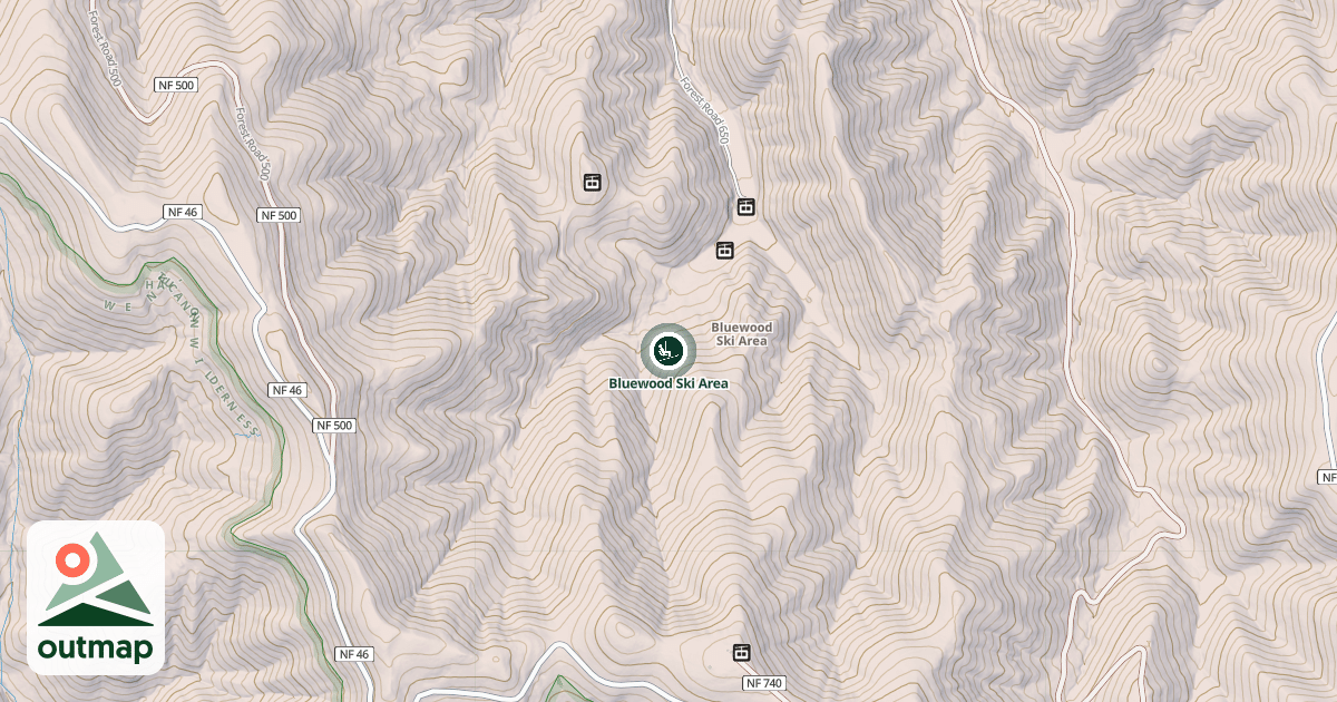 Map of Bluewood Ski Area