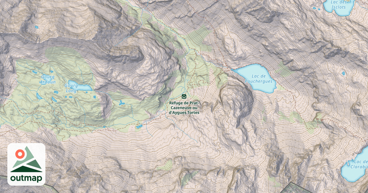 Map of Refuge de Prat-Cazeneuve ou d'Aygues Tortes