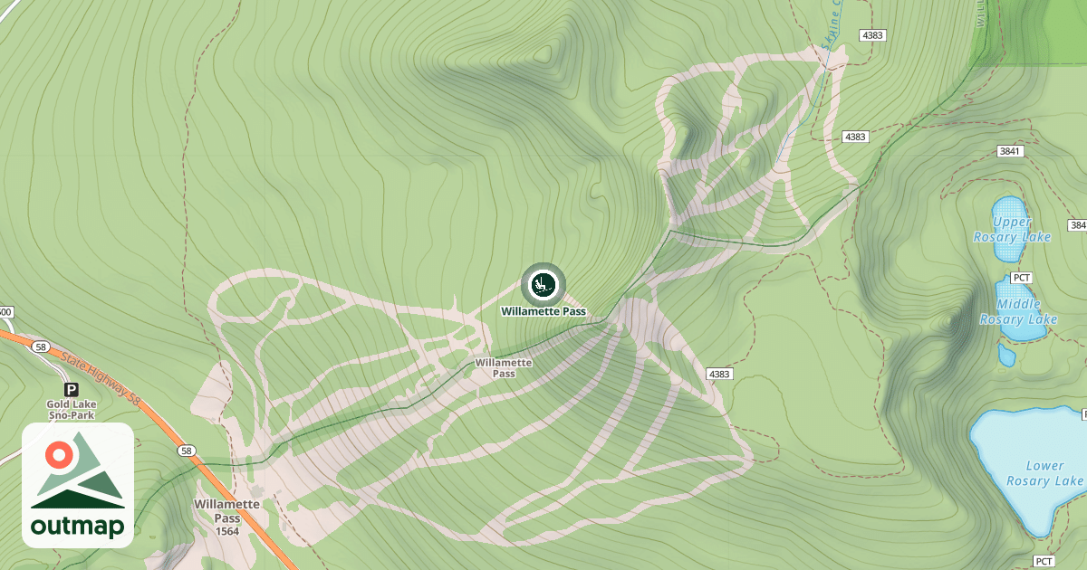 Map of Willamette Pass