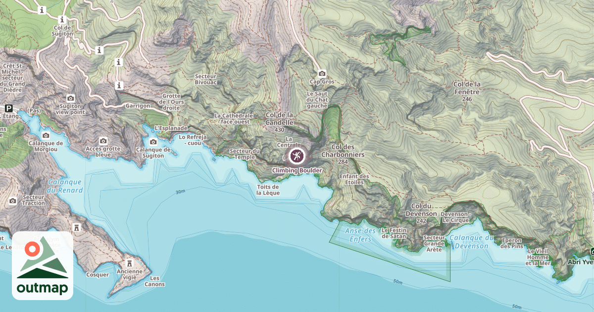 Map of Climbing Boulder