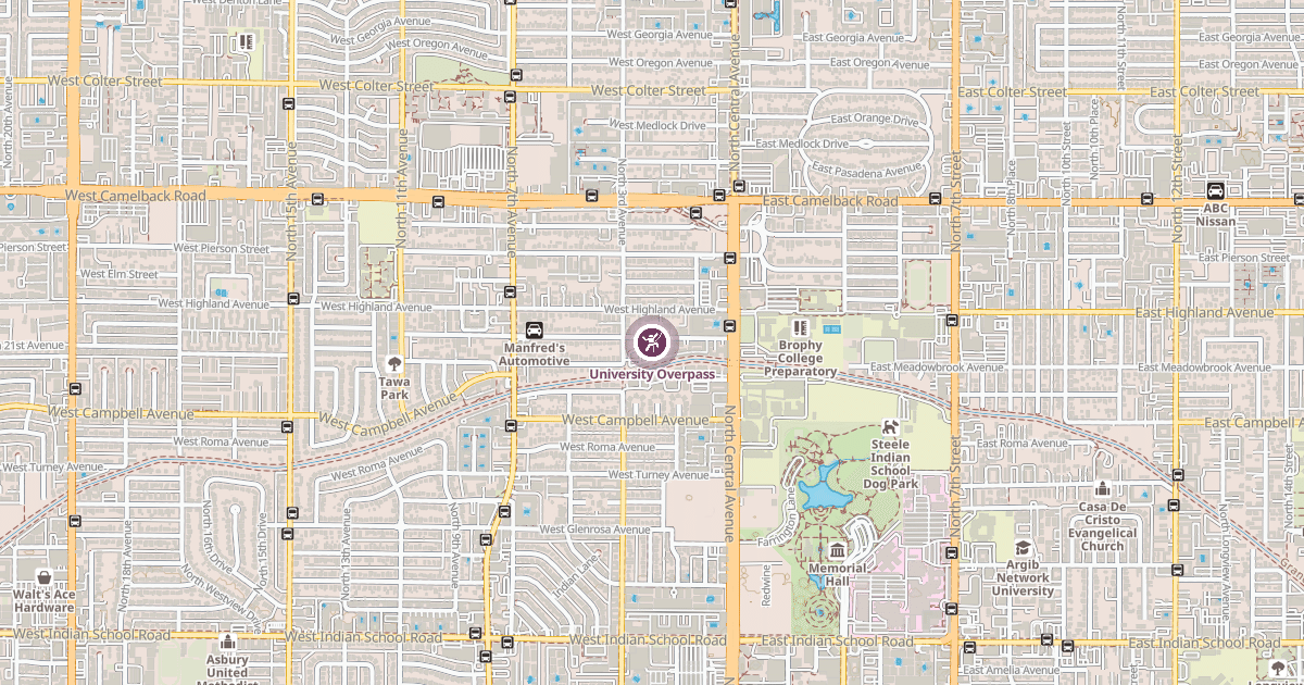 Map preview of University Overpass