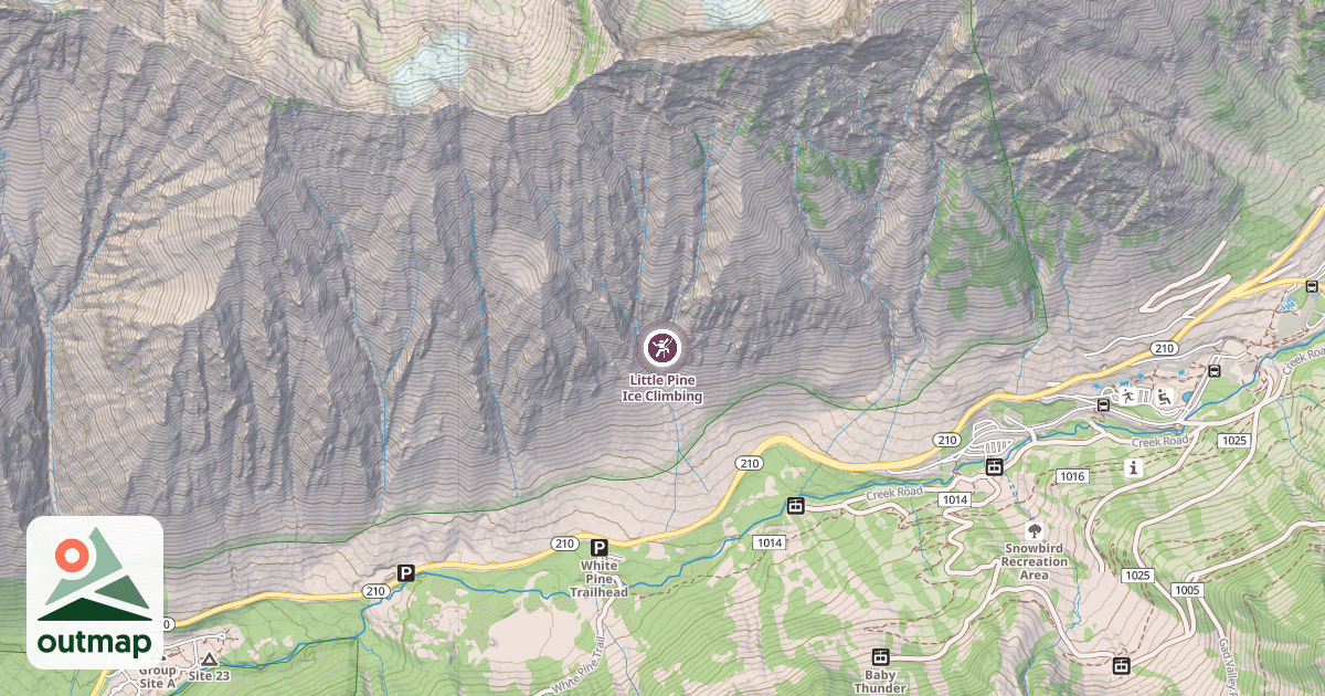 Map of Little Pine Ice Climbing