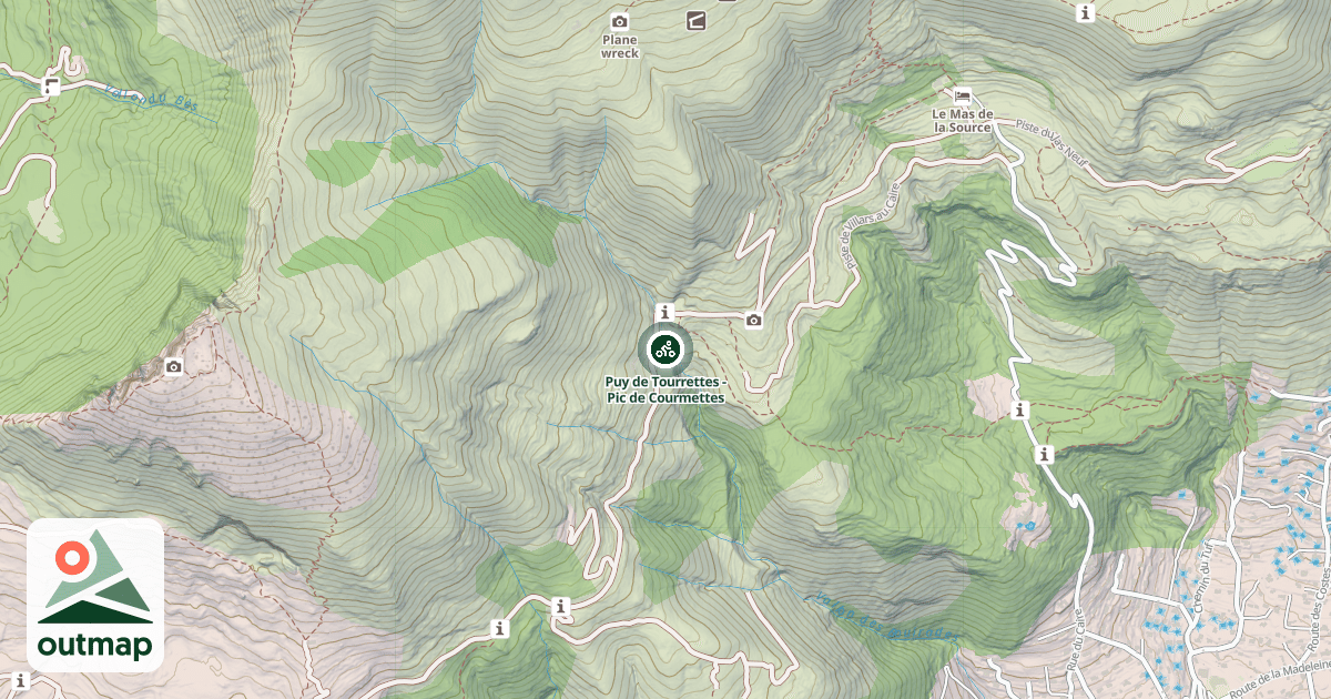Map of Puy de Tourrettes - Pic de Courmettes